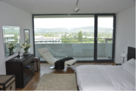 Typical bedroom with view, show apartment